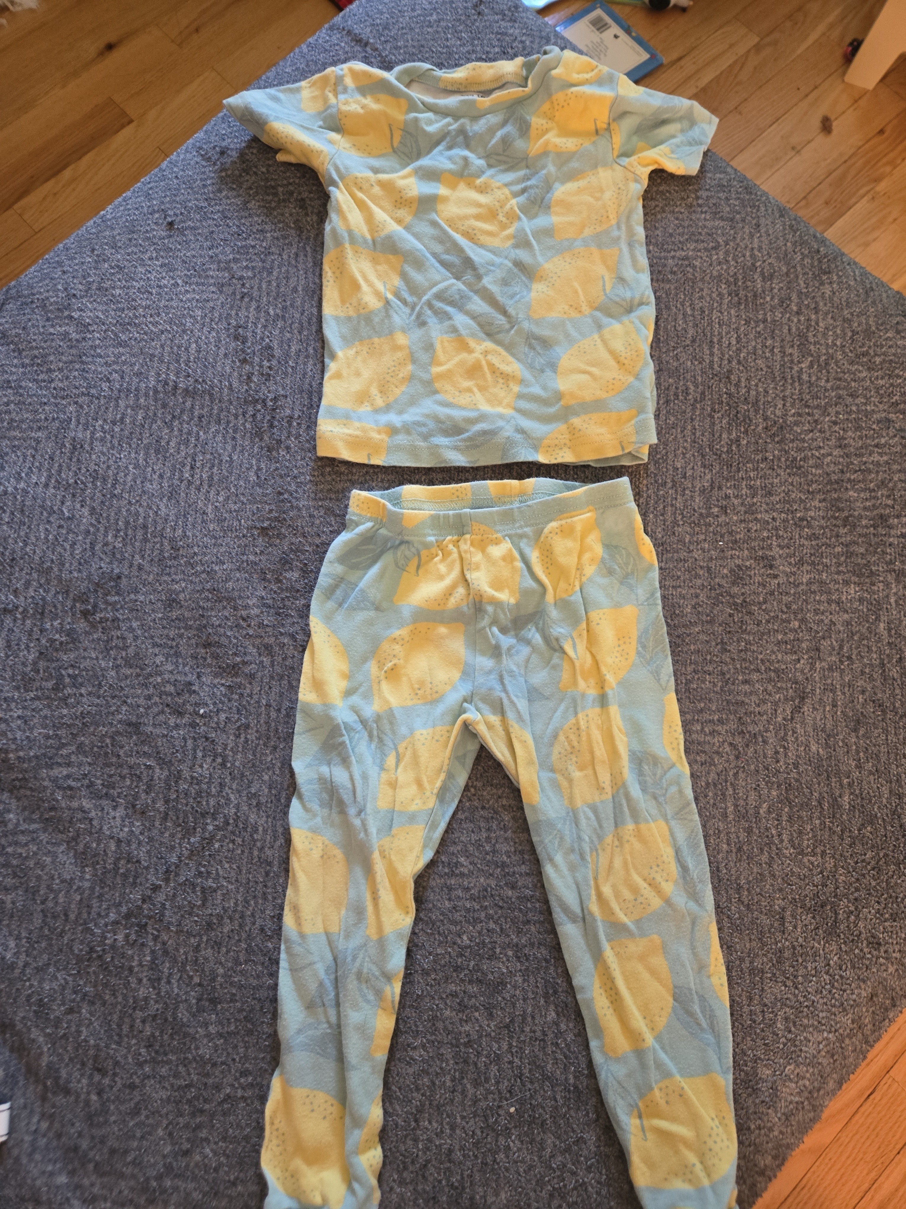 Carter's Light Blue And Yellow Lemon Pajama Set